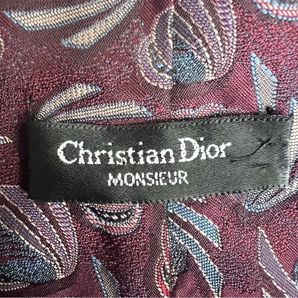 Vintage Christian Dior Men's Tie - Purple and Gray Paisley Classic Preppy Office - Picture 8 of 8
